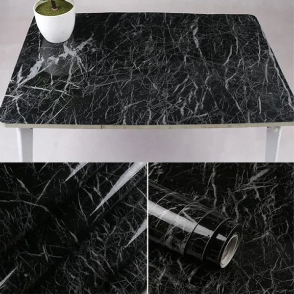 Self Adhesive Black Marble Sheet Sticker For Kitchen, Cupboard, Wall – Anti Oil And Heat Resistant Wallpaper (60*2m)